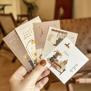 万年历日付主题便签纸文艺轻复古可书写周历月历手帐打卡记事素材