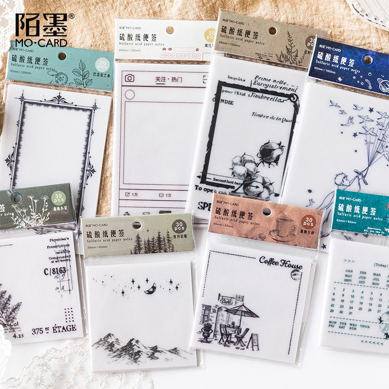 陌墨 创意半透明硫酸纸便签本 ins欧式复古小王子可撕记事小本子
