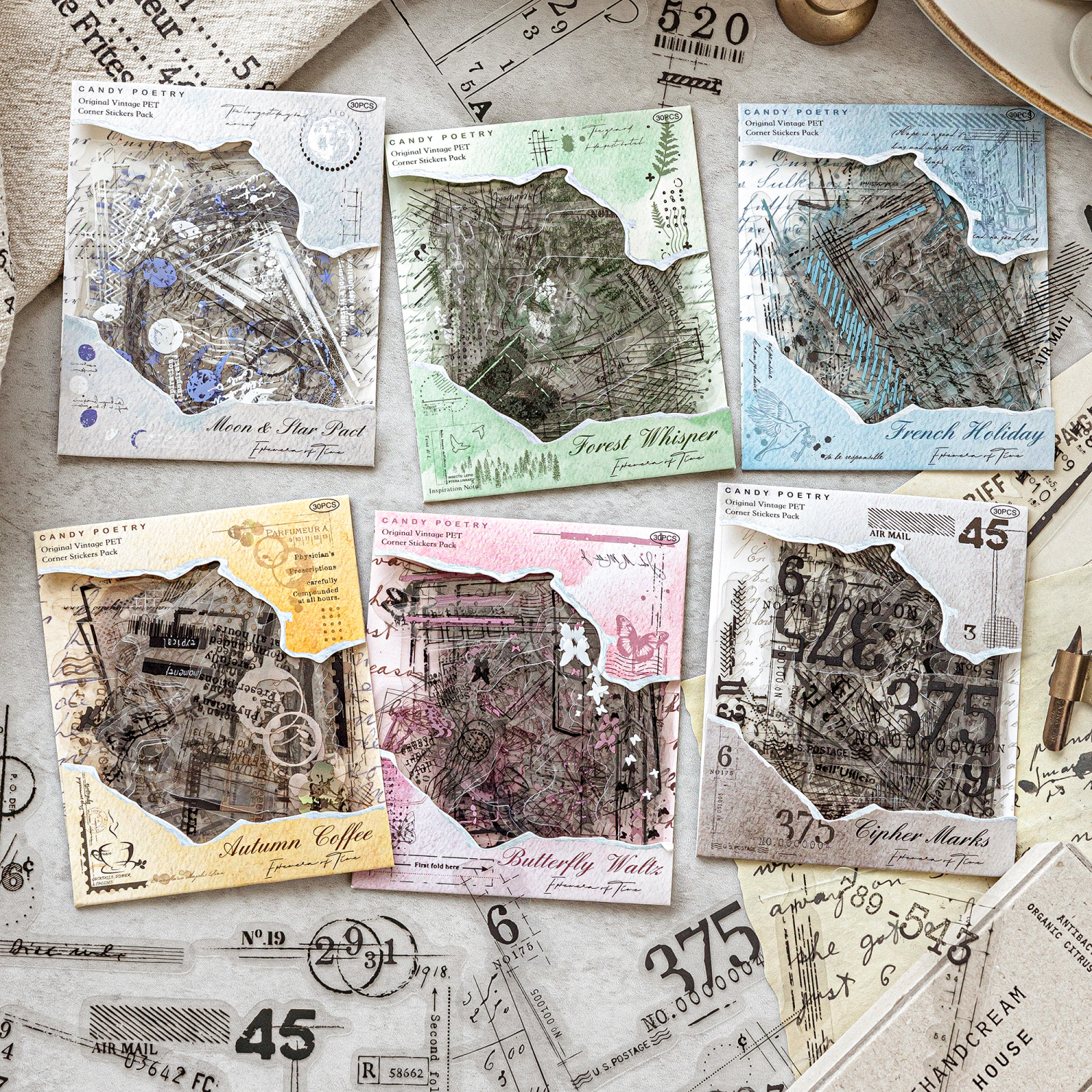 糖诗时光笺语系列手帐PET贴纸包