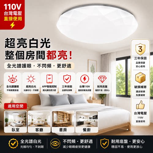 LED简约现代卧室110V吸顶灯