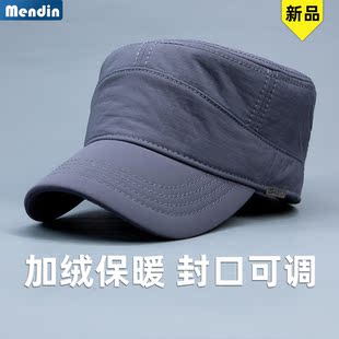 男士休闲加绒加厚封口平顶帽子爸爸帽防风户外休闲男帽冬季新款