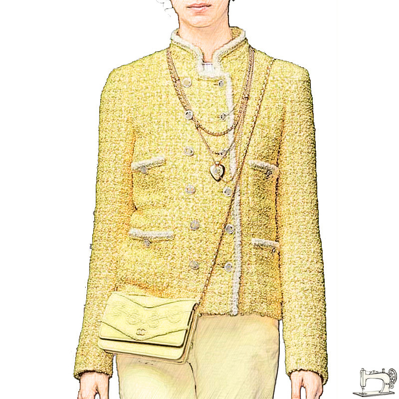 女士小香风外套明亮色双排扣高级定制 长款版型好立领款手工制作