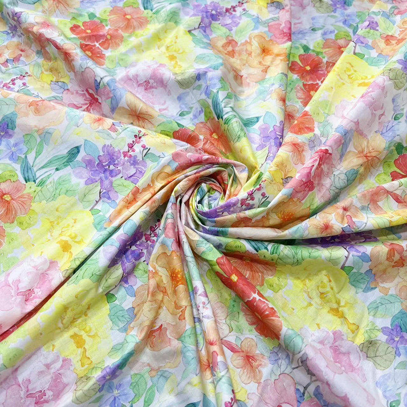 纯棉数码直喷印花60支高密府绸布料油画风格diy旗袍连衣裙吊带衫