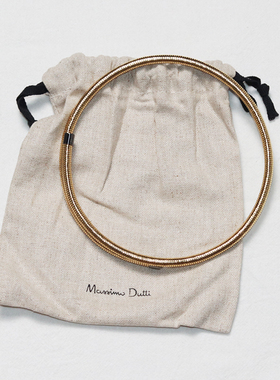 西班牙md massimo dutti金色弹力螺旋纹理开口项圈短项链choker
