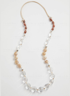 美国棉麻玻璃树枝串珠项链