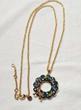 美国talbots中古花环长项链镀真金精致收藏