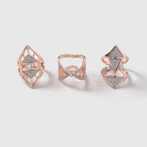 英国ts闪粉装饰切割简约戒指组3个入geo glitter ring pack