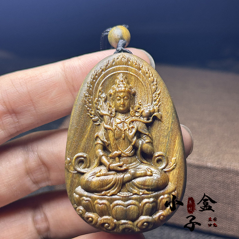 阿根廷绿檀木虚空藏菩萨十二生肖牛虎八大本命佛守护神吊坠挂件牌