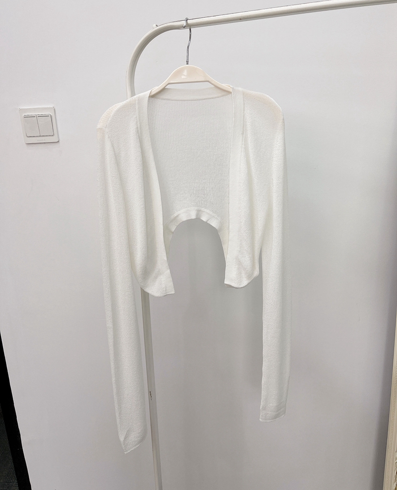 w花花家长袖弹力防晒针织开衫上衣女夏季轻薄空调衫短外套alice