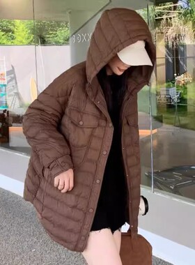 22537反季特价！达标90白鸭绒！百搭轻薄款连帽羽绒服保暖外套女