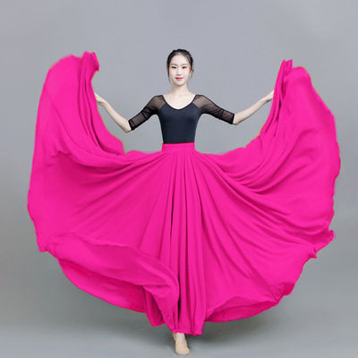 720度大摆雪纺半身裙女春秋时尚显瘦新疆舞蹈裙广场舞松紧腰长裙