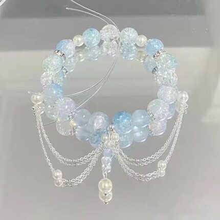 琉璃冰透蝴蝶串珠流苏手链女小众设计高颜值个性不撞款百搭闺蜜串
