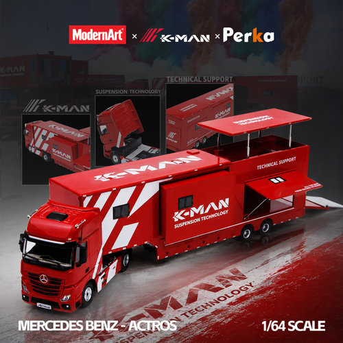 潮艺MD&K-MAN&Perka联名1:64奔驰Actros 科曼赛事服务车 合金车模