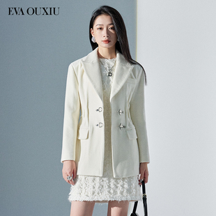 外套简约利落大衣女E25LS9068 伊华欧秀呢料西装 限时直降