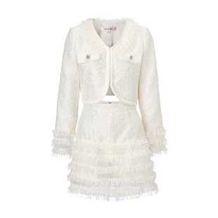 白色外套短裙两件套550TZ0030 伊华欧秀千金风套装 限时直降