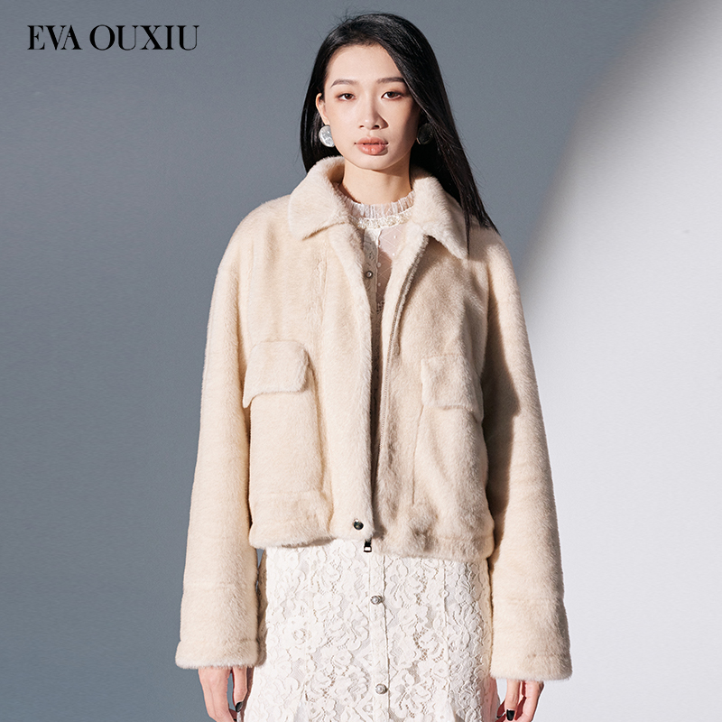 OUXIU/欧袖通勤风短款聚酯纤维