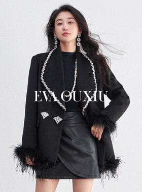 【限时直降】伊华欧秀毛呢大衣羽绒内胆毛毛可拆卸45WLS5729