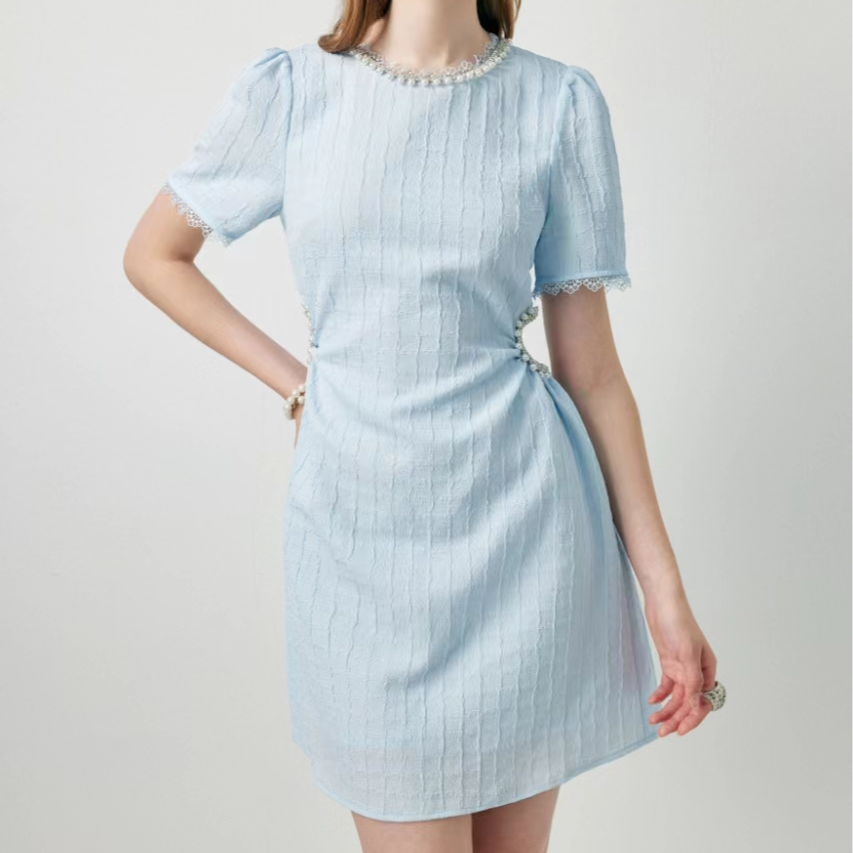 【限时直降】伊华欧秀蓝色连衣裙42WAQ4702