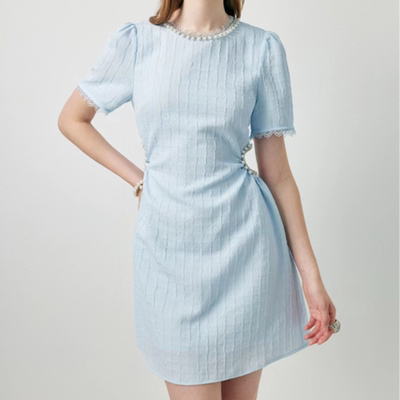 【限时直降】伊华欧秀蓝色连衣裙42WAQ4702