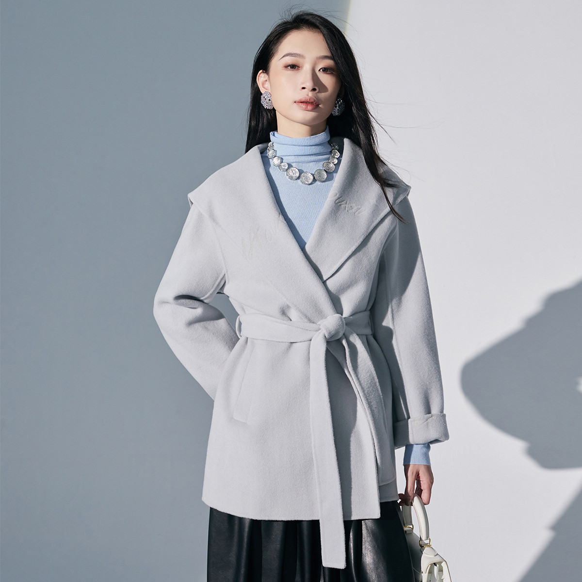 OUXIU/欧袖聚酯纤维毛呢中长款