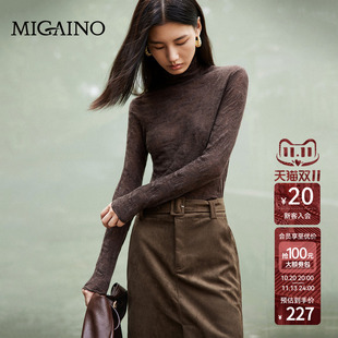 Migaino曼娅奴女装2026年秋冬新款高领百搭肌理感套头打底针织衫