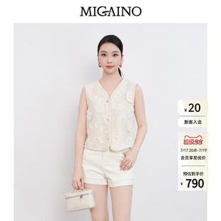 Migaino曼娅奴女装2026年夏季新款高级感镂空绣花马夹MQ22CA005