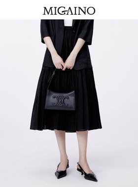 Migaino曼娅奴高腰半身裙女夏新款气质中长款A字裙MO12EB062