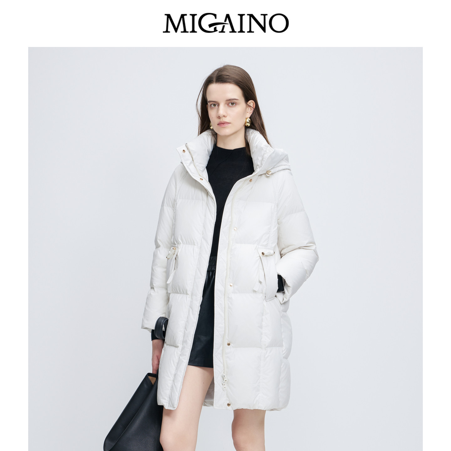 Migaino曼娅奴女装秋冬新款高级感90白鸭绒保暖羽绒外套MP42IC032