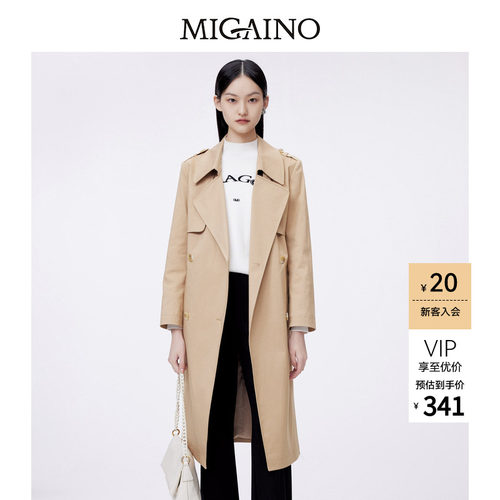 Migaino曼娅奴中长款风衣英伦风