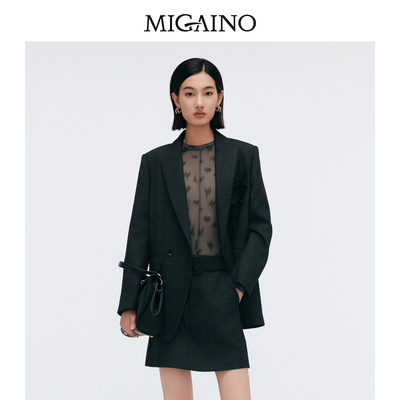 Migaino曼娅奴女装2025春季新款时尚轻薄网纱打底T恤MP12RC023