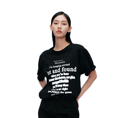 Migaino曼娅奴短袖T恤女夏季新款休闲宽松圆领上衣MO22RA019