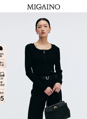 Migaino曼娅奴女装春季新款简约休闲感打底针织衫MP12KW210