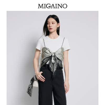 【商场同款】Migaino曼娅奴女设计感印花吊带T恤两件套MP22RA043