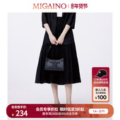 Migaino曼娅奴高腰半身裙女夏新款 气质中长款 A字裙MO12EB062