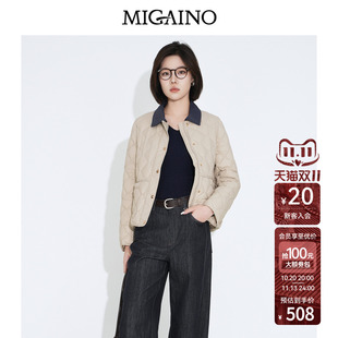 Migaino曼娅奴女装2026年冬季新款设计感翻领拼接鸭绒保暖羽绒服