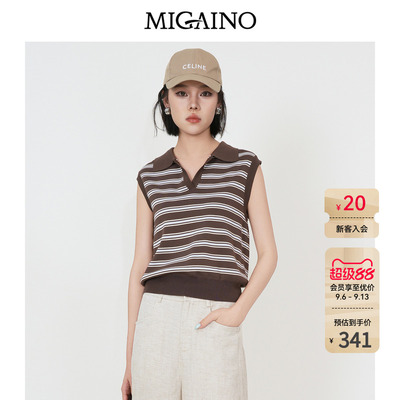 Migaino曼娅奴女装2026夏季新款老钱风休闲百搭polo领无袖针织衫