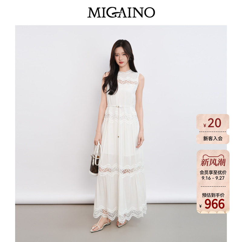 Migaino曼娅奴女装2026年夏季新款高级感镂空无袖连衣裙MQ22DE051图片