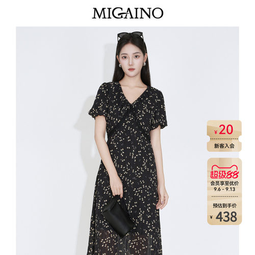 Migaino曼娅奴女装2026年秋季新款精致感优雅碎花显瘦茶歇连衣裙