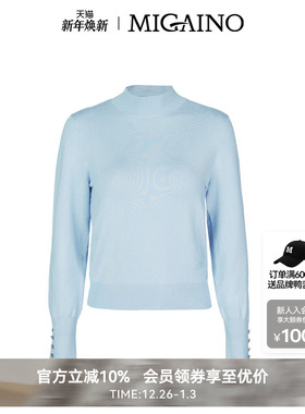 Migaino曼娅奴女装冬季新款半高领简约打底针织衫MO42KW208