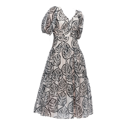 Migaino艺术印花收腰显瘦长裙