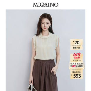Migaino曼娅奴女装2026夏季新款高级感优雅轻奢无袖衬衫MQ22AE001