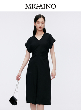 Migaino曼娅奴女装夏季新款设计感气质收腰连衣裙MO22DA101