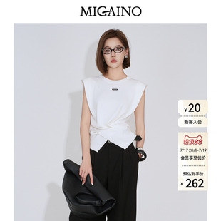 Migaino曼娅奴女装2026夏季新款设计感显瘦百搭无袖套头针织衫