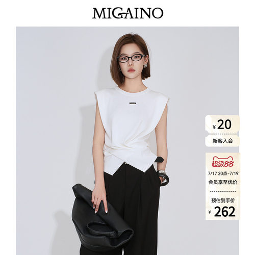 Migaino曼娅奴女装2026夏季新款设计感显瘦百搭无袖套头针织衫