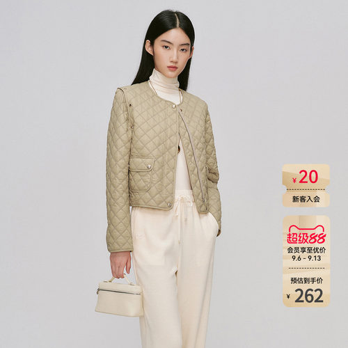 【限时特价】Migaino曼娅奴女装轻奢简约可拆衣袖轻薄棉衣外套