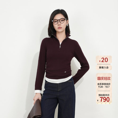 Migaino曼娅奴女装2026秋季新款高级感修身显瘦套头毛衣MQ32KW256