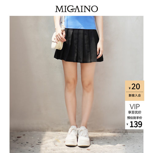 Migaino曼娅奴黑色百褶半身裙
