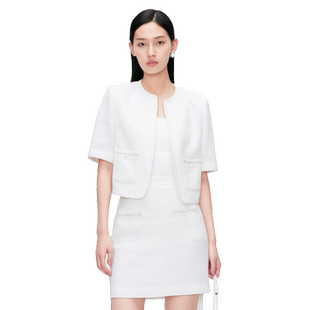 Migaino曼娅奴女装夏季新款休闲短款亚麻外套薄款MO22SA001