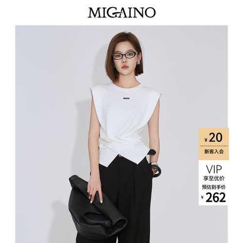 Migaino曼娅奴女装2026夏季新款设计感显瘦百搭无袖套头针织衫