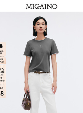 【商场同款】Migaino曼娅奴 新款圆领短袖灰色T恤女MP12RA035
